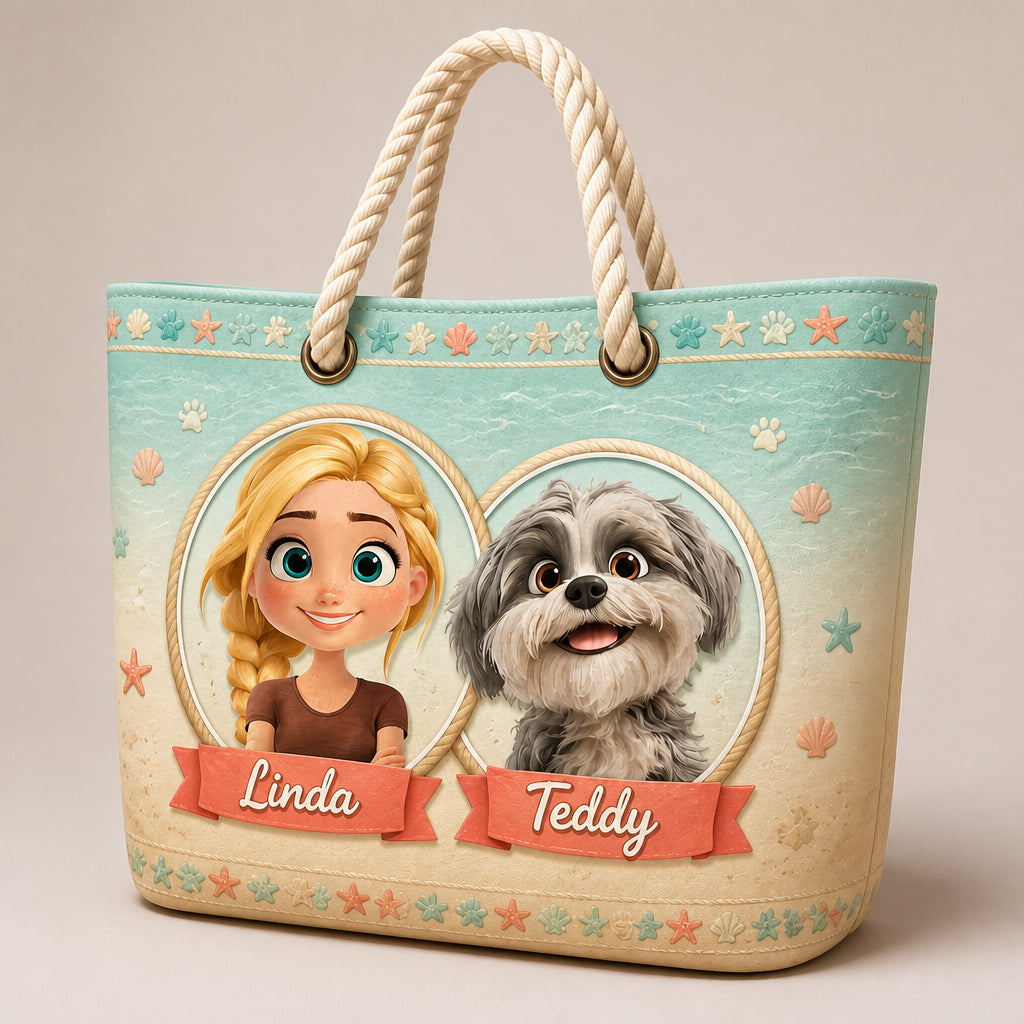 Custom Person & Pet Cartoon Beach Tote with Names - Personalized AOP Tote 246470c8-c95d-4881-b312-568440994e40.jpg
