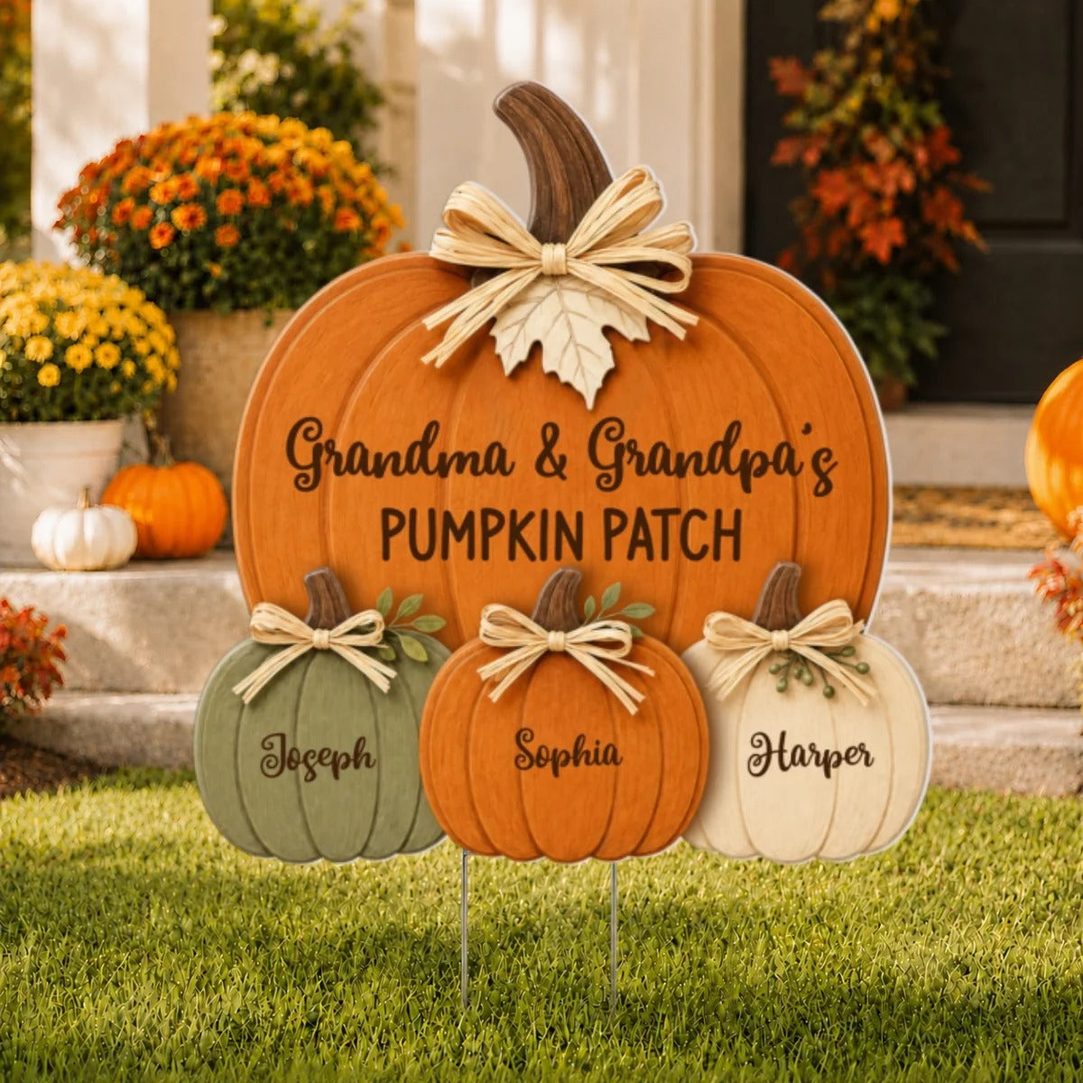 Cozy Rustic Fall Vibe Grandpa Grandma's Pumpkin Patch - Personalized Yard Sign - Fall Decor For Grandparents