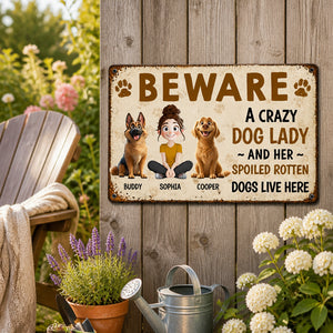 Beware Crazy Dog Lady Custom Portrait Metal Sign - Personalized Metal Sign 249079ce-97e0-4ddd-bf72-7e8a1a6c8b0b.jpg