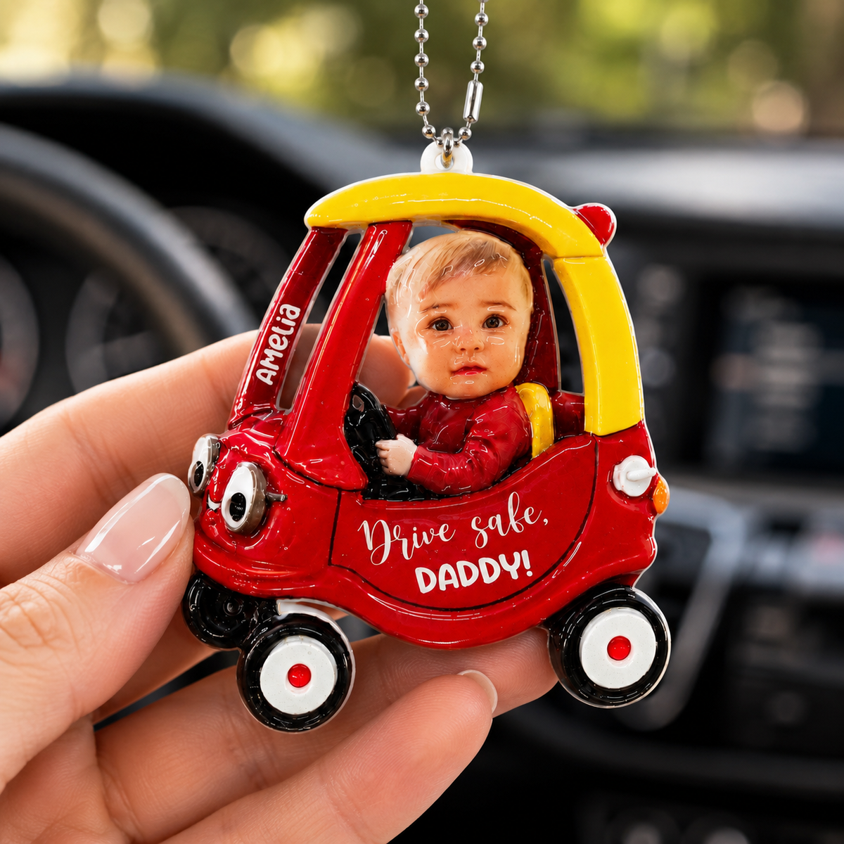 Personalized Kids Photo Real 3D Raised Ornament For Dad, Custom Drive Safe Daddy Car Ornament, Father's Day Gift, Drive Safe Gift For Grandpa 24a8587a-5b58-4253-bd47-fec9218e47e7-banner-4.png