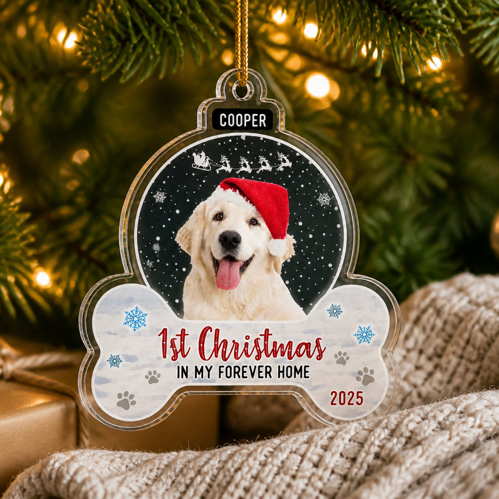 Pet Photo Acrylic Ornament — 1st Christmas In My Forever Home (Name + Year) - Personalized Transparent Acrylic Ornament 24b2f578-7e7d-407c-ab07-e68bcec33da2.jpg