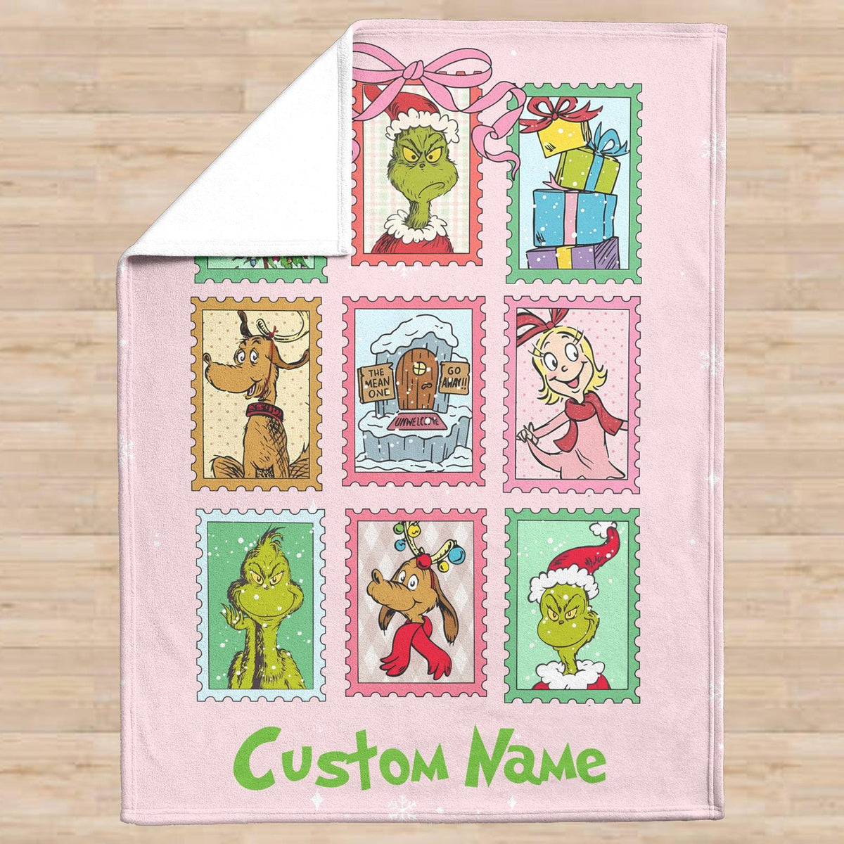 Personalized Grinchmas Christmas Blanket with Custom Name, Coquette Bow Grinch Throw, Whoville Holiday Gift Blanket 24ba02d9-a8ea-40b2-8ffb-4abfd6b1ec38-m3.jpg
