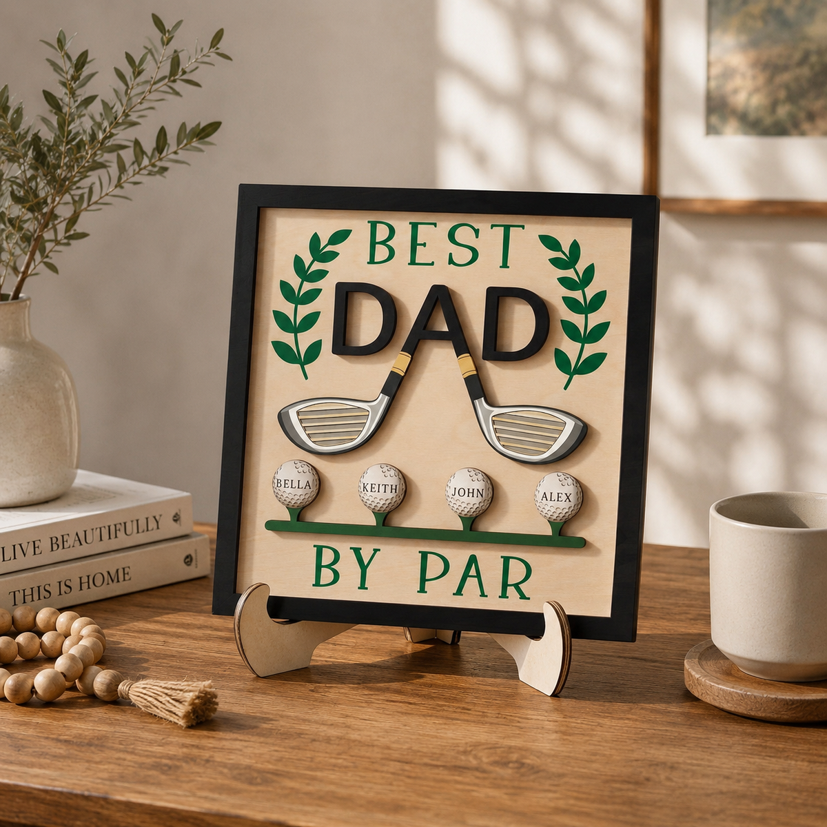 Best Dad By Par Golf Sign, Personalized Golf Gifts for Dad, Fathers Day Gift, Birthday Gift for Dad, Custom Wooden Sign Decor, Dad Sign