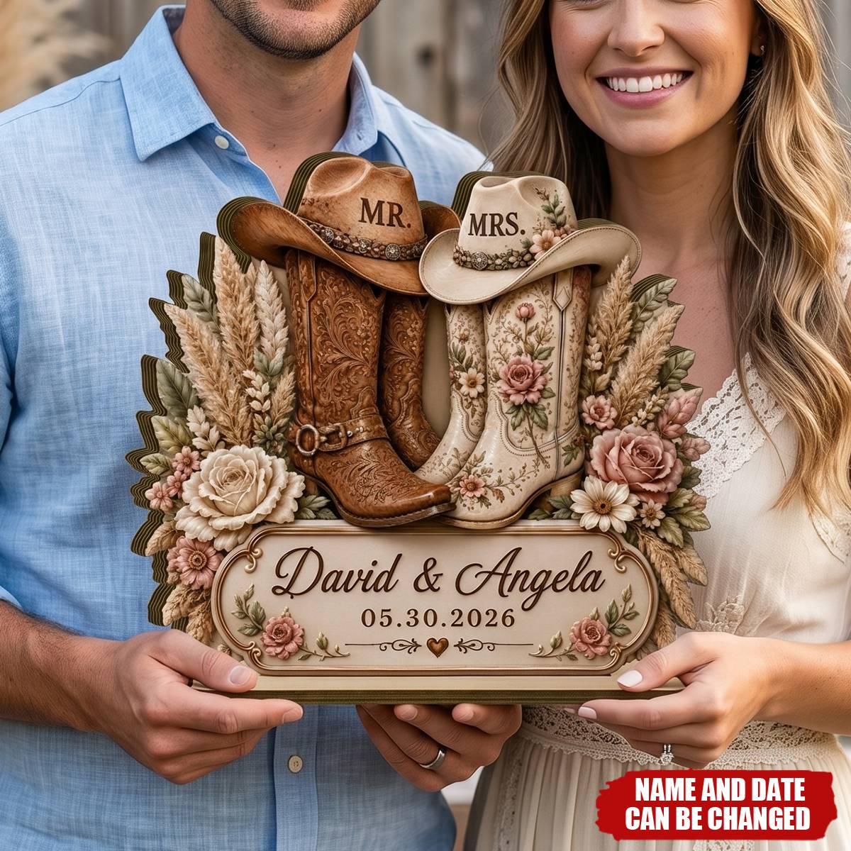 Rustic Cowboy Boots Personalized Wedding Wooden Plaque - Custom Anniversary Gift for Couples 24d9bf87-5d59-4ffb-a137-02dd6886a5ee-banner-4.jpg