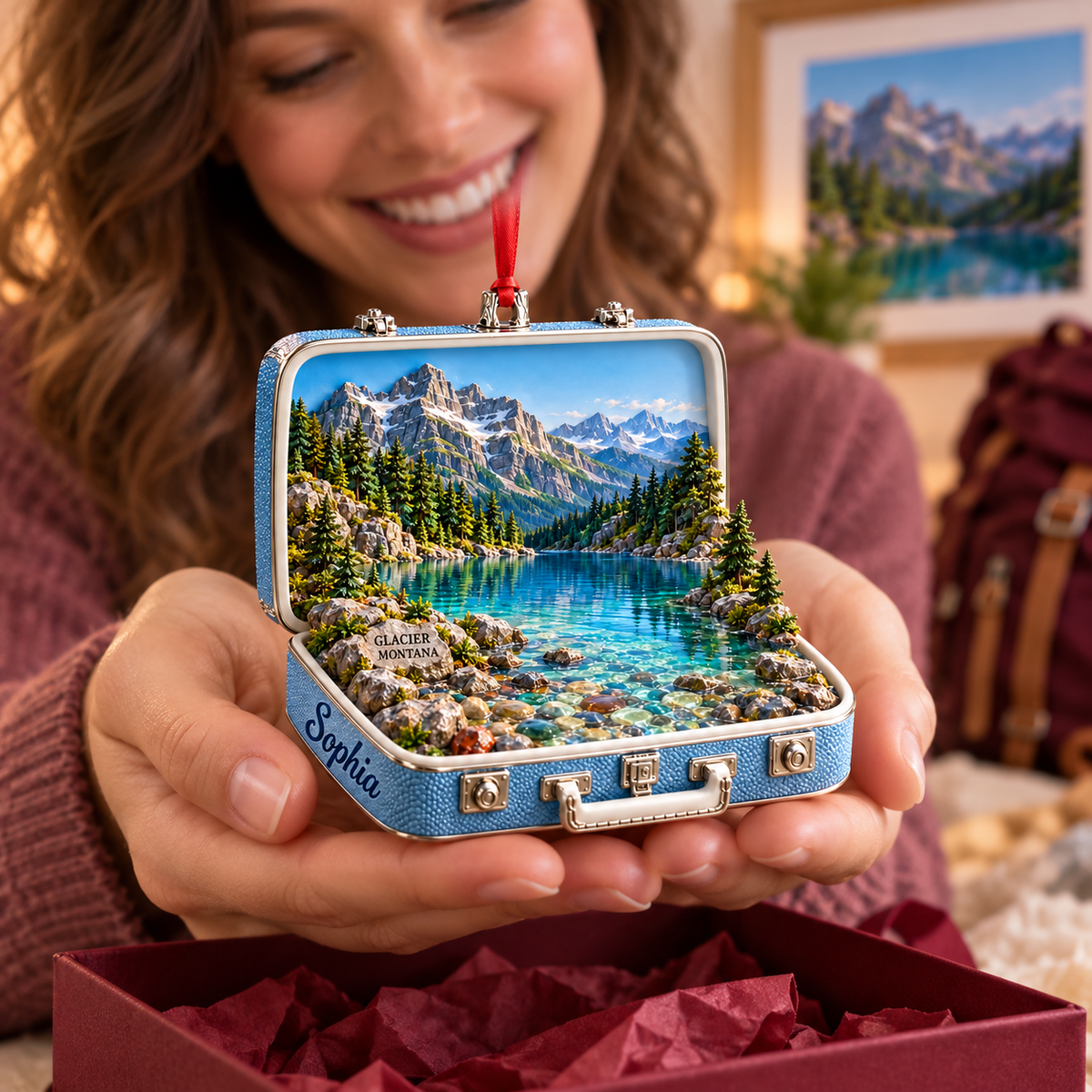 Personalized Glacier National Park 3D Suitcase Christmas Ornament – Montana Travel Souvenir & Gift for Nature Lovers 24df2e17-62da-4361-a32e-b7adddcf3ba8-Personalized-Glacier-Montana-suitcase-ornament-1.png