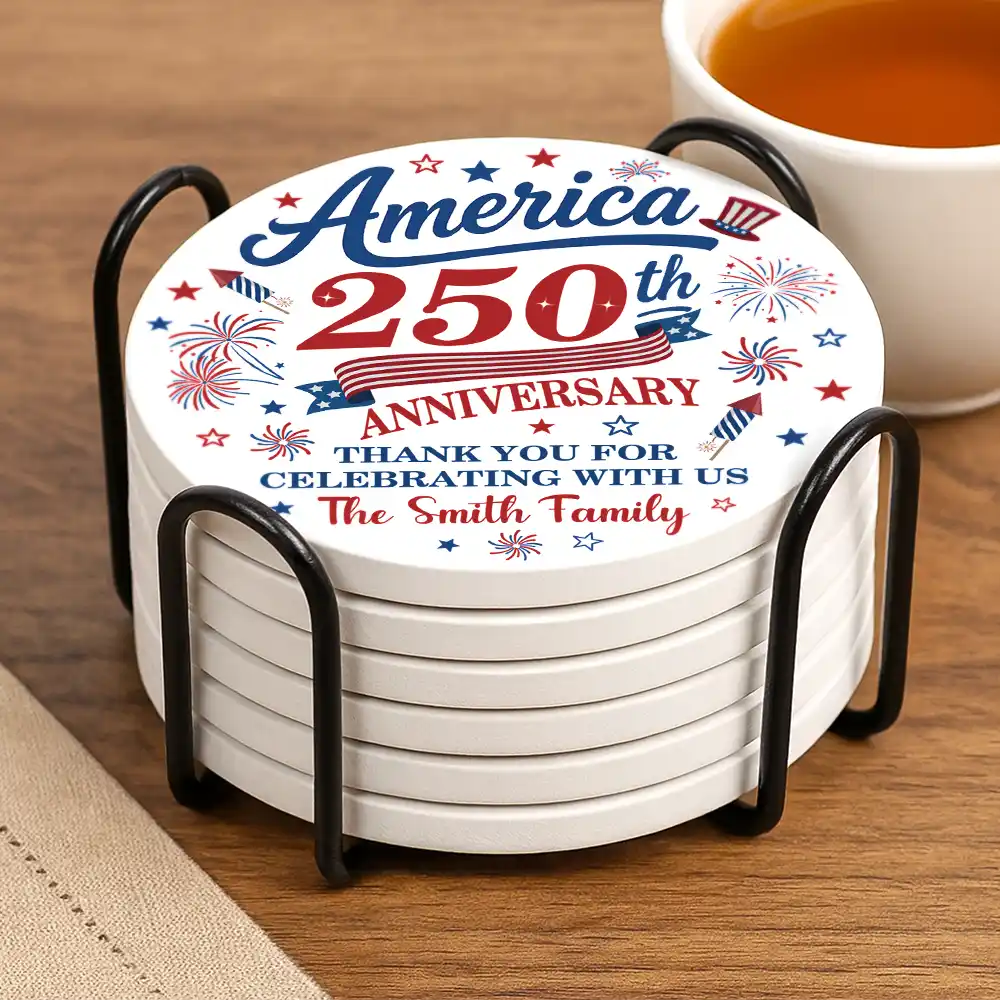 250th Anniversary Thank You For Celebrating With Us - Personalized Ceramic Coaster