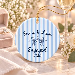Engaged Ornament 2026 Custom Striped Engagement Ornament Ceramic Keepsake Wedding Gift for Engaged Couple Coquette Newlywed Gift Bride to Be 252ce421-30b9-4ea4-abcf-ce8f03749b84-e037ebdb-00ca-4a8b-bf0b-1bcd4ab955c0.png