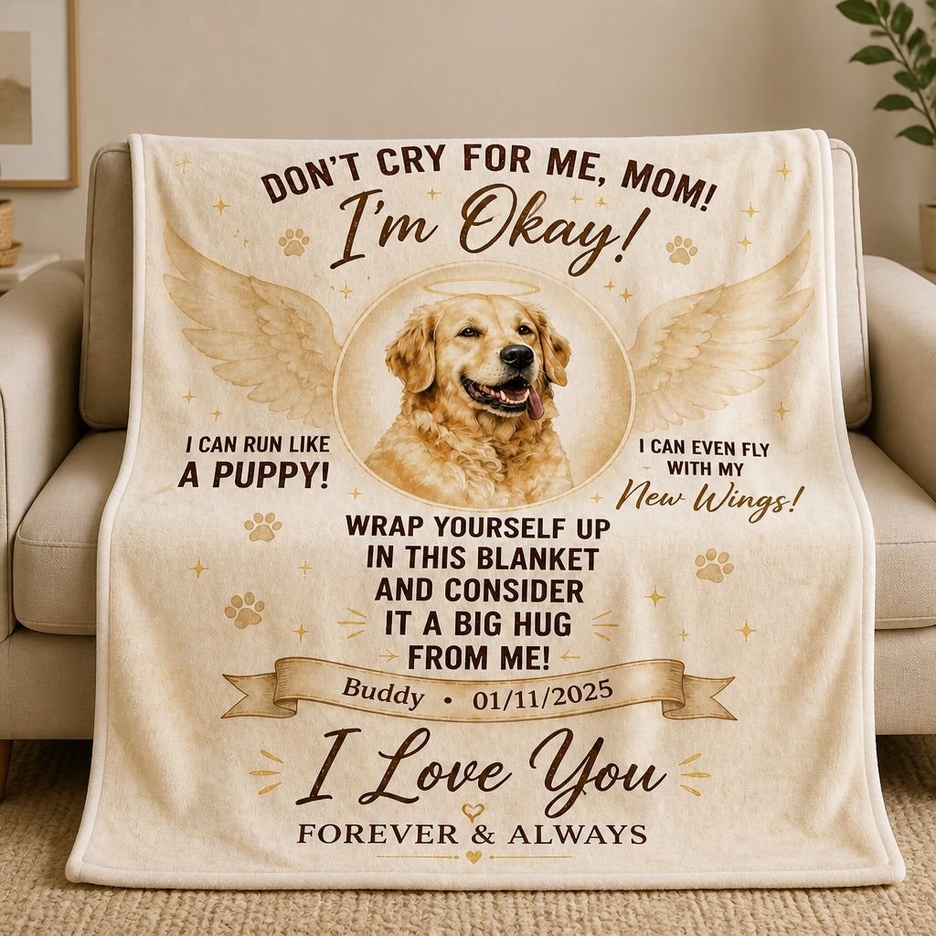 Pet Memorial Blanket – Don't Cry For Me, Mom (Photo, Name & Date) - Personalized Blanket 2558e1b7-5e38-4905-b62a-10fcd2384c42.jpg