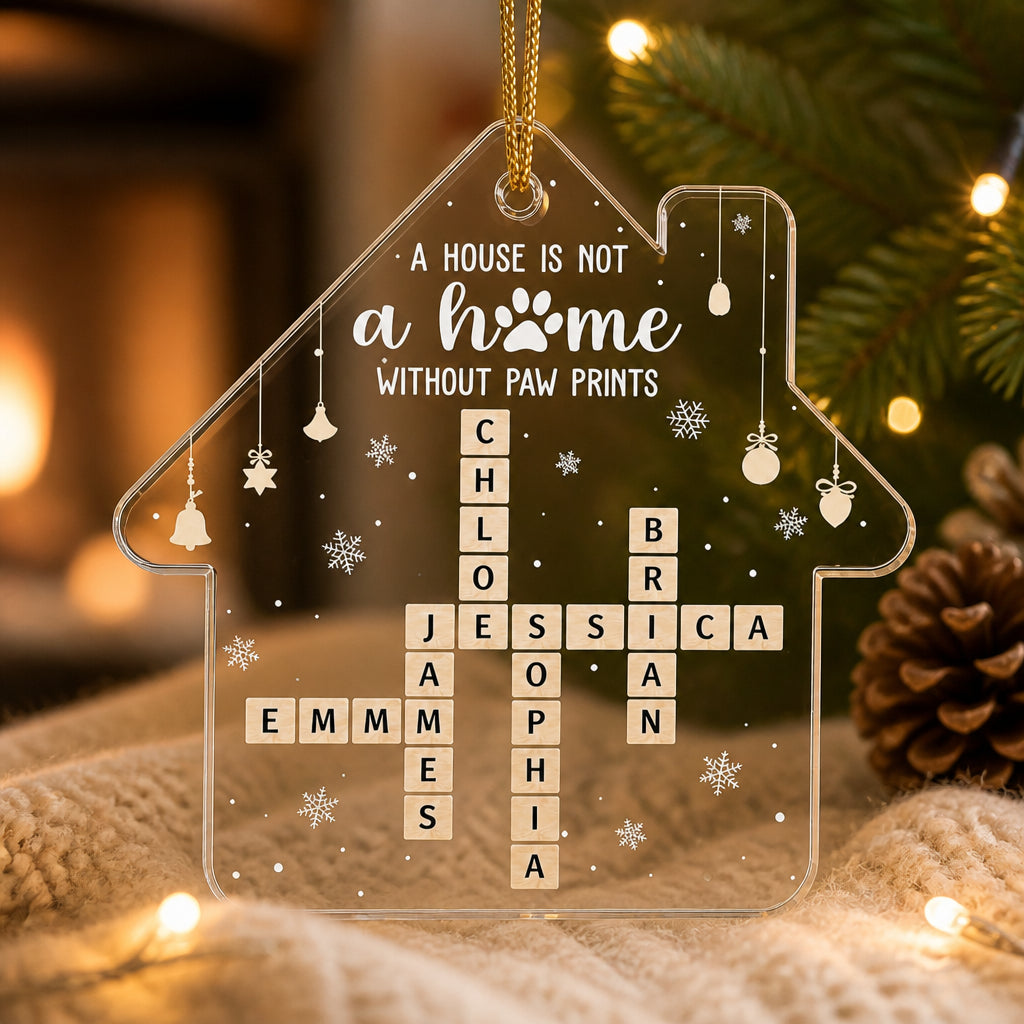 Paw Prints House Acrylic Ornament – Custom Family Name Crossword - Personalized Transparent Acrylic Ornament 2585691b-f32a-42f2-985e-e35eaa9c7620.jpg