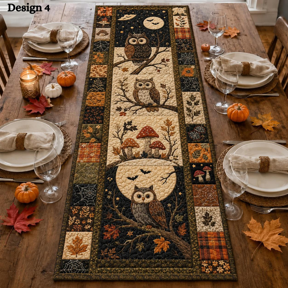 Halloween Quilted Table Runner, Fall Table Runner, Pumpkin Cat Ghost Bat Table Decor, Spooky Autumn Dining Table Runner Halloween Home Decor 2594a500-7585-43ca-9a7d-7f905ec9f59d-design-4.png