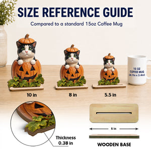 Custom Dog Cat Pumpkin Art - Personalized 2-Layered Wooden Plaque - Pet Halloween Fall Decor