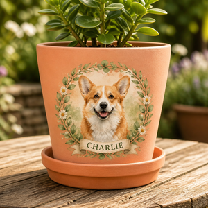 Custom Pet Portrait Planter – Watercolor Wreath + Name - Personalized Plant Pot & Vase 25a956c3-f16f-4751-b365-393b7aee92d5.png