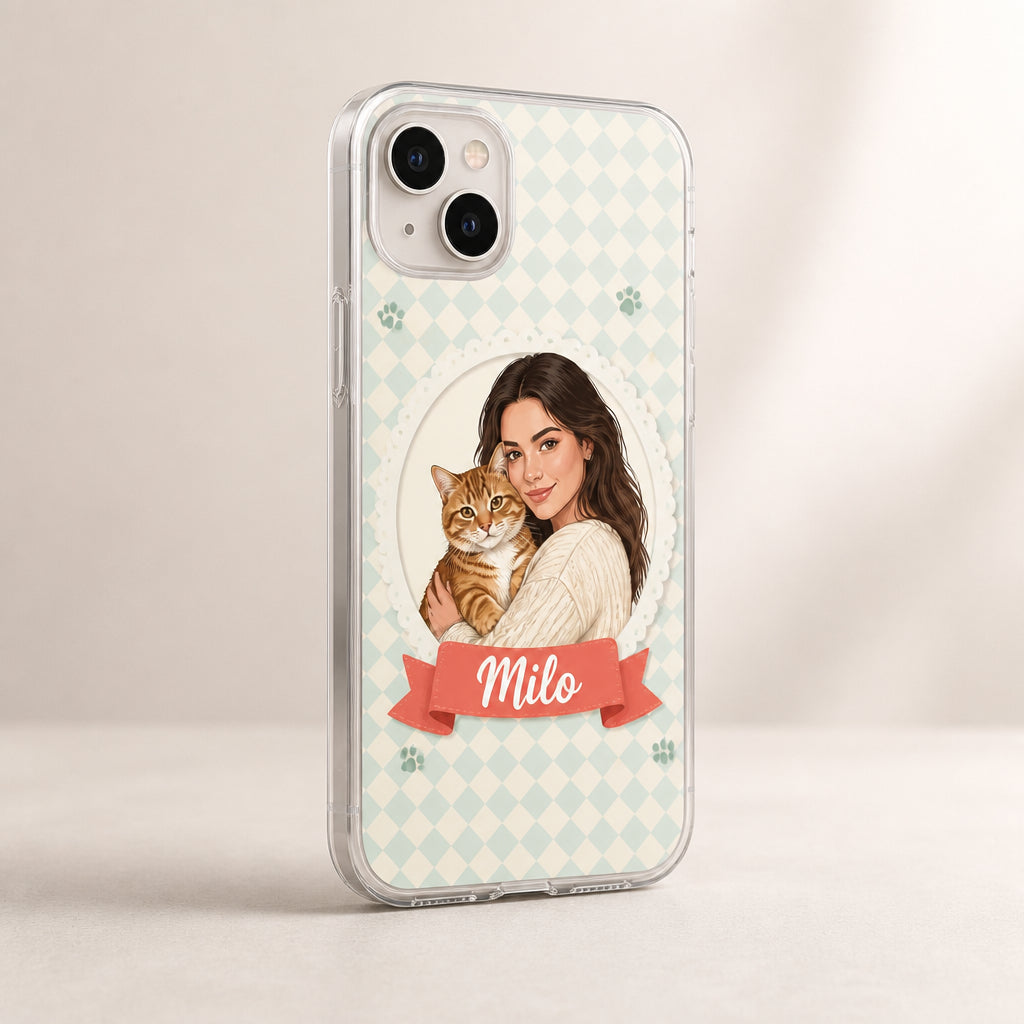 Framed Photo-to-Illustration Pet Portrait Phone Case with Name - Personalized Phonecase 25b05c3b-218c-45c8-93bb-b17d587154aa.jpg
