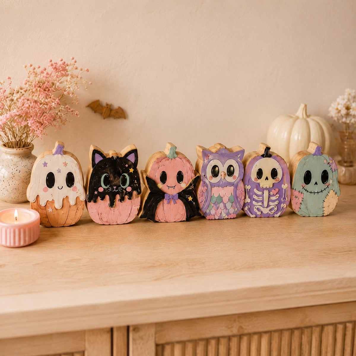 Halloween Wooden Decor Blocks, Spooky Shelf Accents, Ghost, Black Cat, Pumpkin, Skeleton, Owl 25c08f2f-0709-45d4-8824-2a9d595d119d-5.jpg