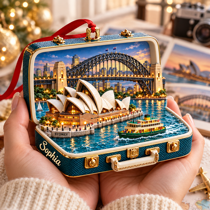 Personalized 3D Sydney Landmark Suitcase Christmas Ornament – Sydney Australia Travel Souvenir & Gift for Sydney Lovers 25d8ba82-9355-4be3-81df-a9e56e672223-Sydney-suitcase-keepsake-in-warm-hands-4-1-.png