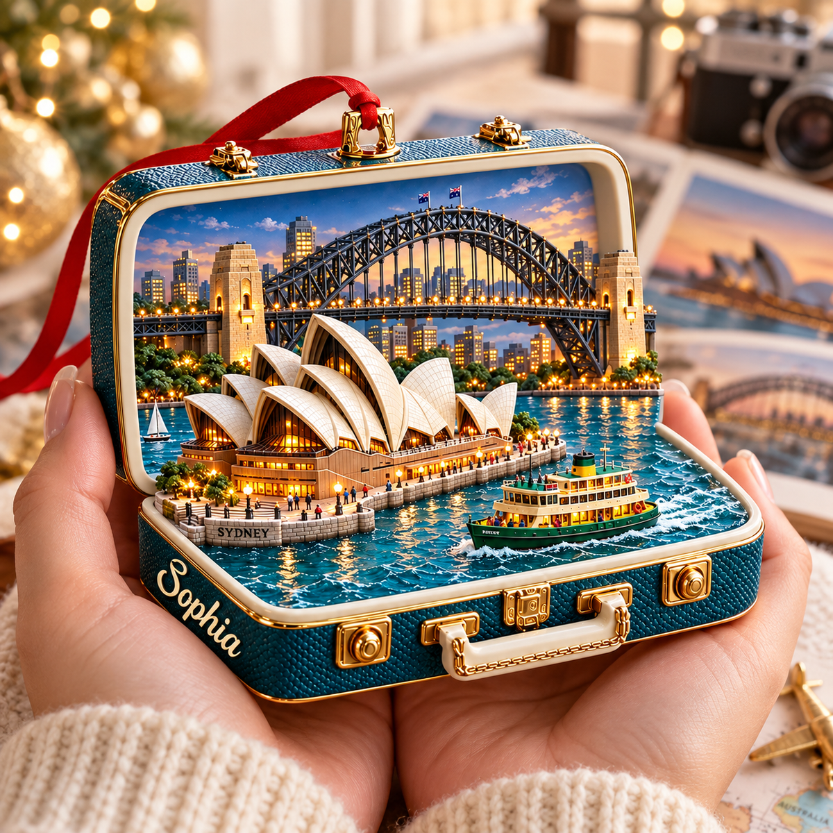 Personalized 3D Sydney Landmark Suitcase Christmas Ornament – Sydney Australia Travel Souvenir & Gift for Sydney Lovers 25d8ba82-9355-4be3-81df-a9e56e672223-Sydney-suitcase-keepsake-in-warm-hands-4-1-.png