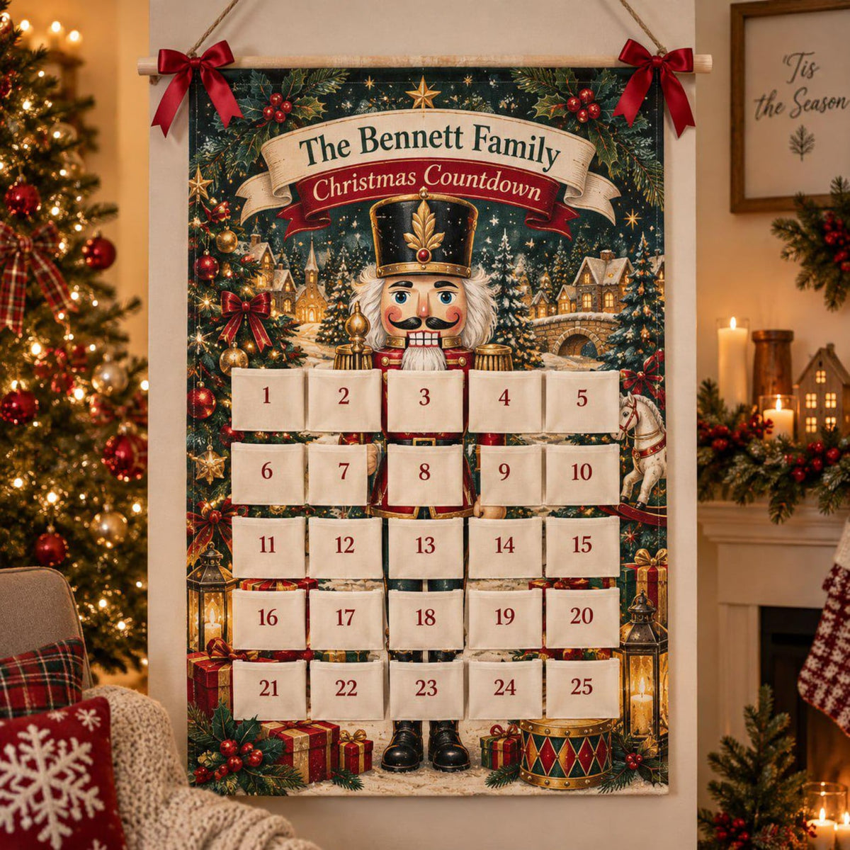 Personalized Reusable Fabric Advent Calendar, Nutcracker Christmas Countdown, Custom Family 25 Pocket Advent Calendar, Holiday Wall Decor 25e44f3d-fbd3-4ec8-a3e6-1adfc1fb10d5-il_1588xN.8528138340_6ifw.jpg