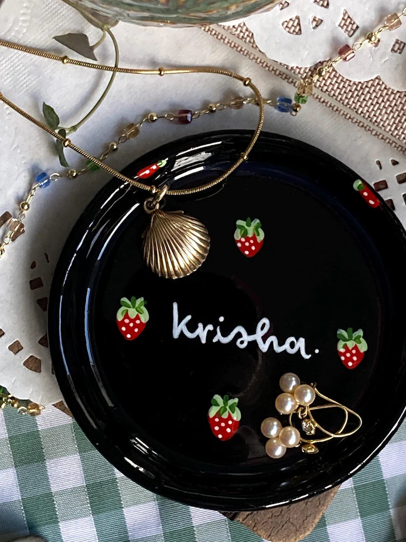 Strawberry Name Dish - Personalised Peachy Baby Pink Cute Clay Ring Trinket Dish - Jewellery Storage, Printed Bowl Small 25fe2cb5-f219-4fe2-bf88-d5c761eefc9a-fghffgfgfhgfghf-3-.webp