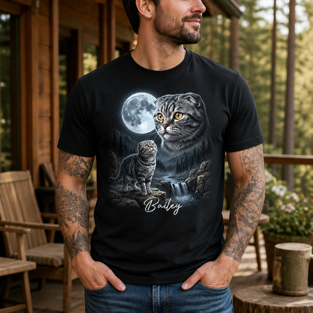 Custom Cat Night-Sky Portrait Tee – Photo-to-Art with Name - Personalized T-shirt 2610f6a8-05af-4f38-8871-410ff88faa61.jpg