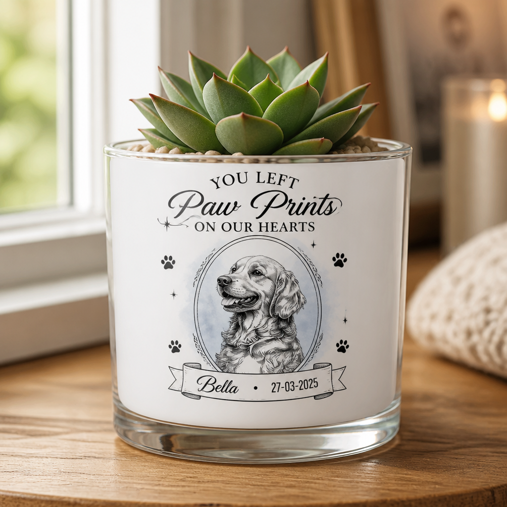 Pet Memorial Planter – You Left Paw Prints On Our Hearts (Photo-to-Sketch) - Personalized Mini Glass Plant Pot 26353e74-b6bf-42bc-98e9-7308efb88e0c.png