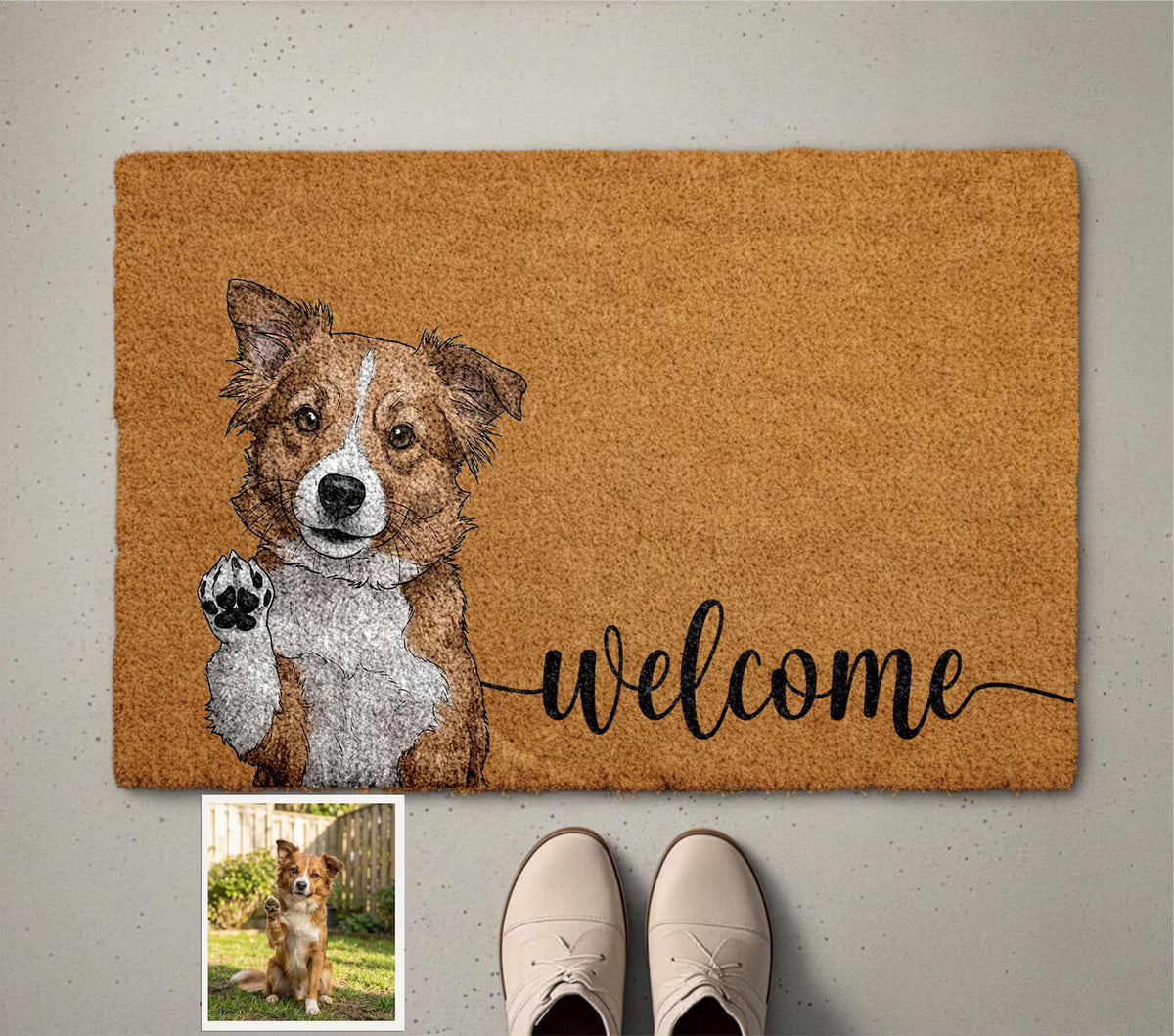 Personalized Pet Watercolor Portrait Doormat, Custom Dog Photo Welcome Mat, Cats Lover Housewarming Gift, Pets Owner Front Porch Coir Rug 26470c25-353b-4f3f-a928-4fe622b2cee9-HDRTYT-1-.jpg