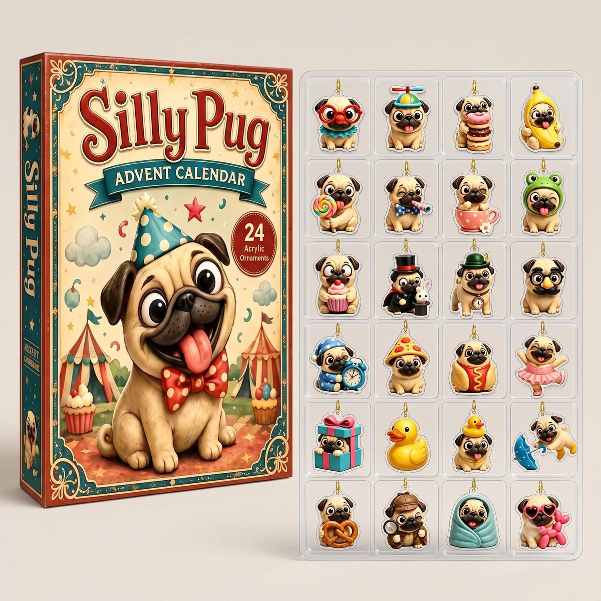 Silly Pug Advent Calendar 2026, 24 Days Fall Christmas Countdown Box, Cute Dog Tree Ornaments, Xmas Pug Lover Gift 26501dac-fee2-4291-a799-3430167c404b-il_fullxfull.8561588952_bv17.jpg