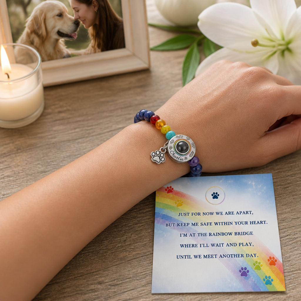 Rainbow Bridge Pet Memorial Beaded Bracelet – Custom Pet Portrait Charm + Keepsake Poem Card - Personalized Projection Bracelet 2683edd2-6224-425b-84e5-716539dd70fa.jpg