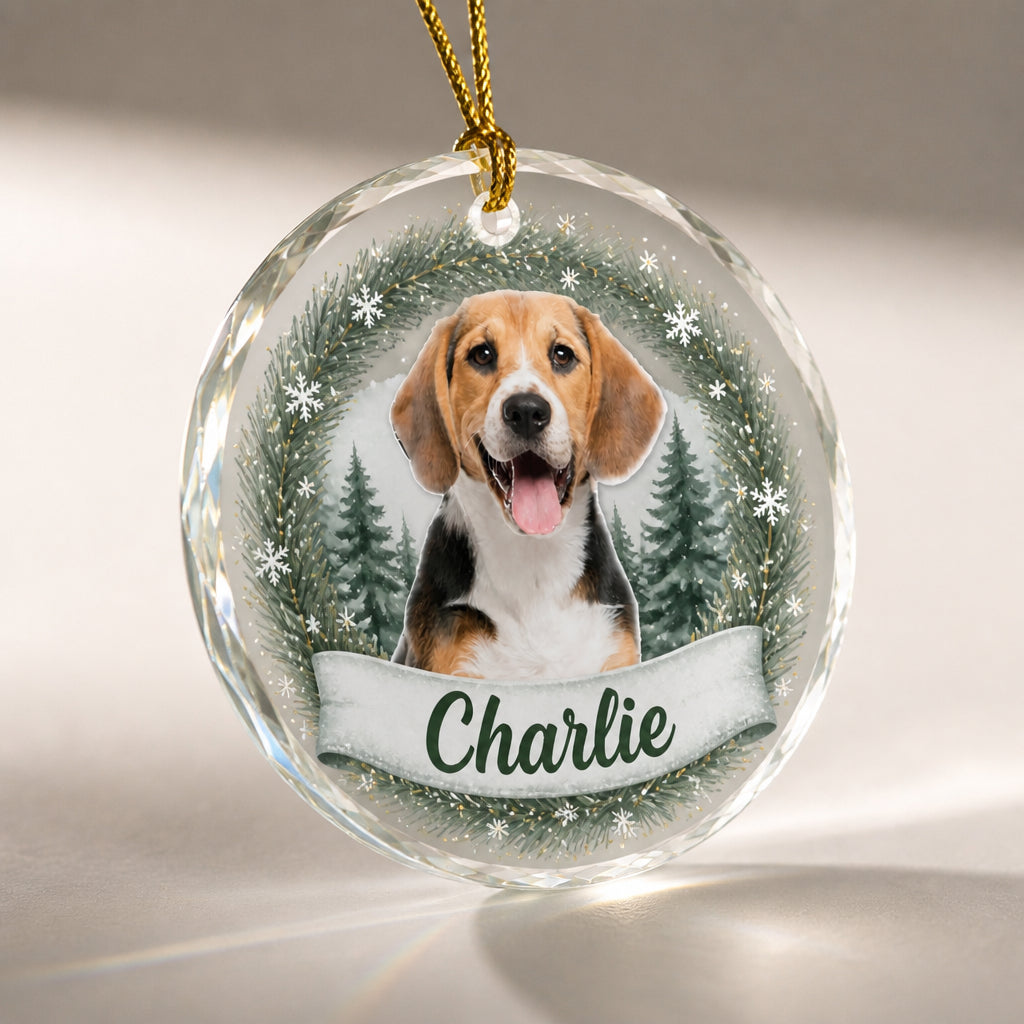 Winter Woodland Pet Photo Crystal Ornament - Personalized Crystal Ornament 268f8984-cf89-4233-a49f-9bed20a130b0.jpg