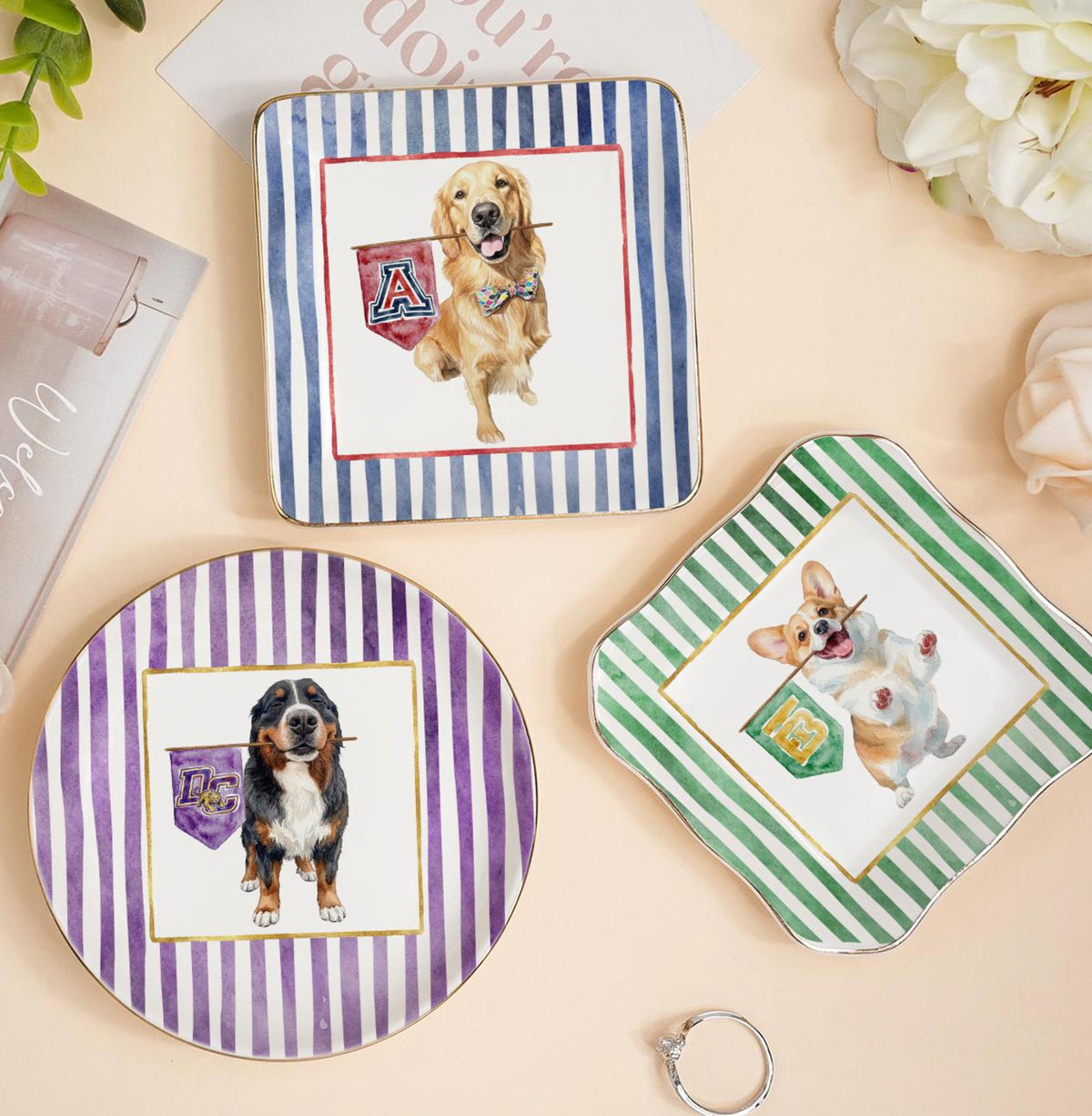 Custom Collegiate Pet Portrait Ring Dish, Graduation Gifts, School Logo Keepsake, Sports Team Pet Jewelry Dish, College Grad Gifts For Her 26a0b479-ae14-4dc1-836b-b7acd3553a27-19.jpg