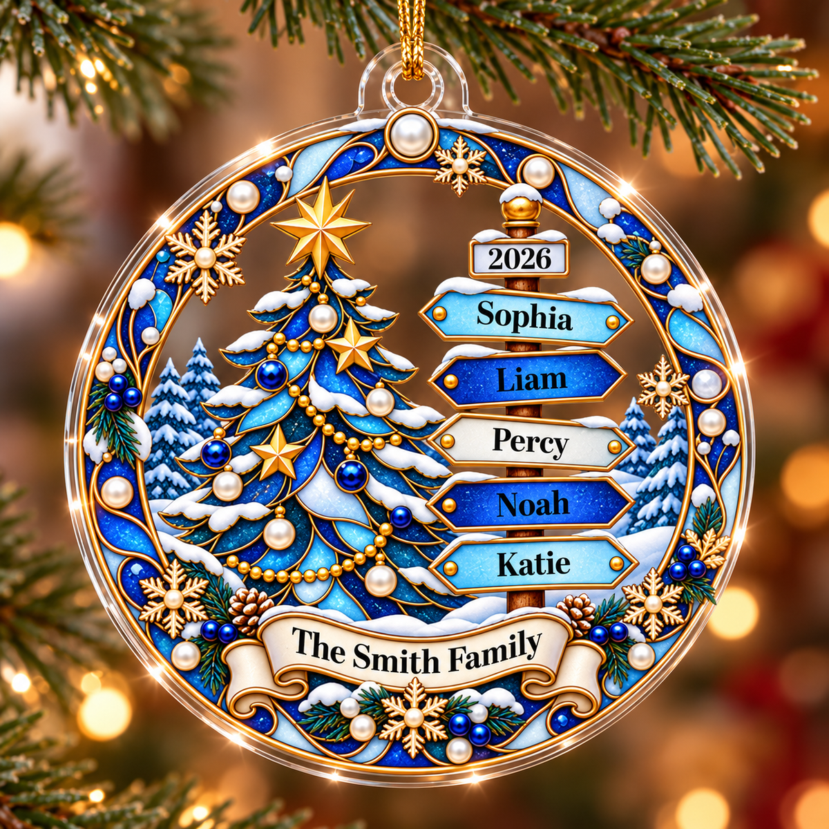 Family Name Sign Post 2D Flat Printed - Personalized Acrylic Ornament - Christmas Tree Decor For Family 26b080d2-0f81-4eb8-af7f-3512b96124a9-2.png