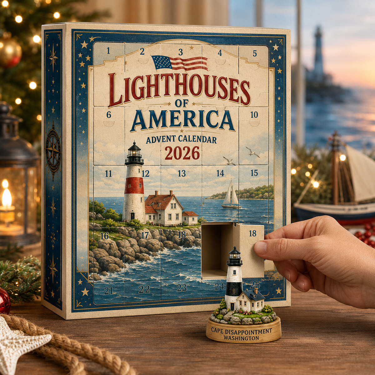 Lighthouses of America Advent Calendar 2026 – 24-Day Coastal Heritage Countdown, Collector-Grade Lighthouse Miniatures 26b0fd95-7da6-4509-8da9-429e1df6161e-cb02541a-b78f-4f88-a8b4-b4d5a440af1d.png
