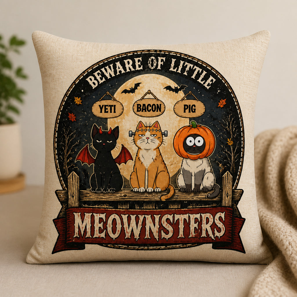 Beware of Little Meownsters – Personalized Cats Halloween Pillow - Personalized Pillow 26b2fec7-15e1-46db-9c40-7dc3a940163d.jpg