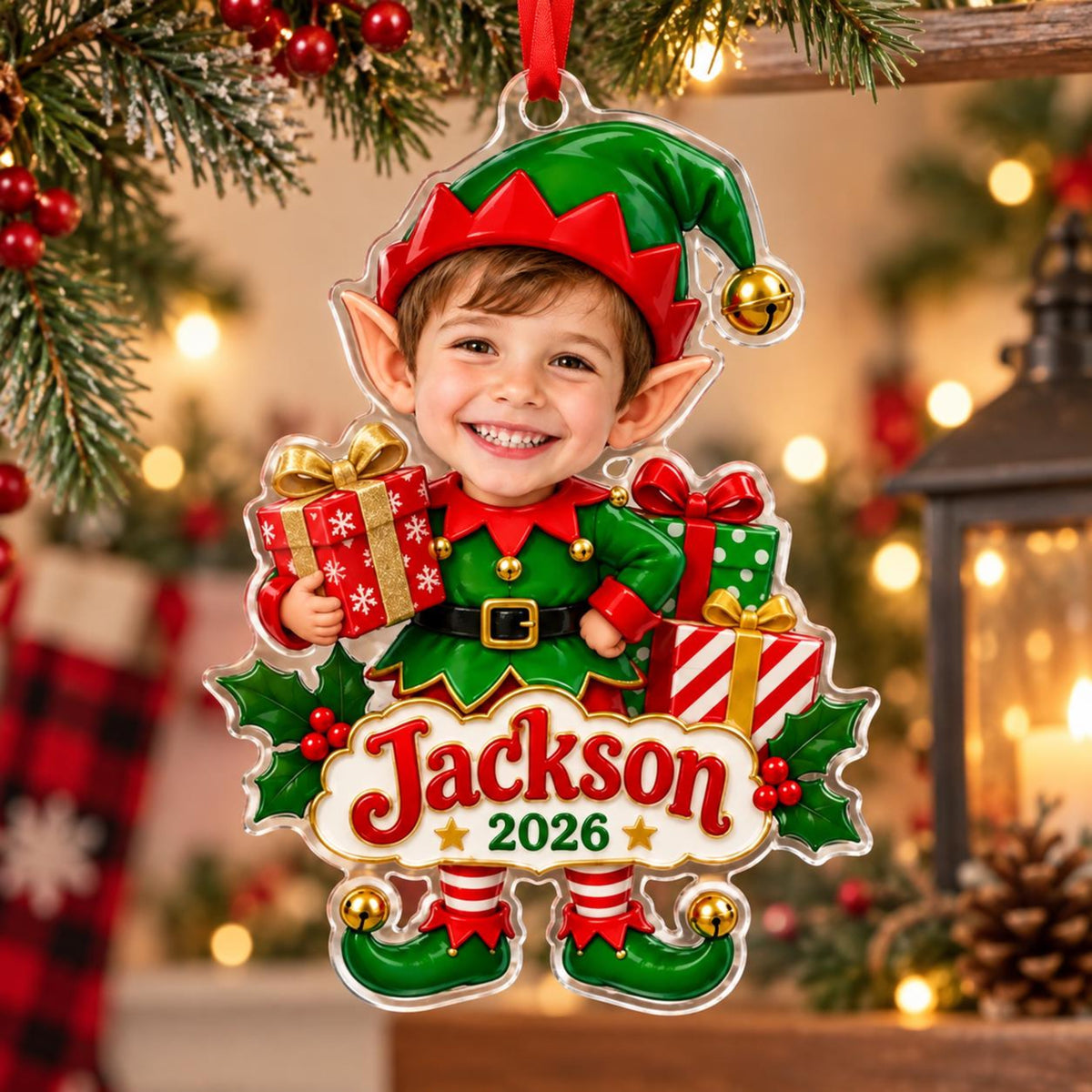 Personalized Photo Elf Christmas Ornament, Custom Boy Elf Ornament, Acrylic Christmas Tree Ornament, Kids Name Holiday Gift, 2026 Ornament 26b4b467-c459-4999-affe-b74be8fe4046-111.jpg