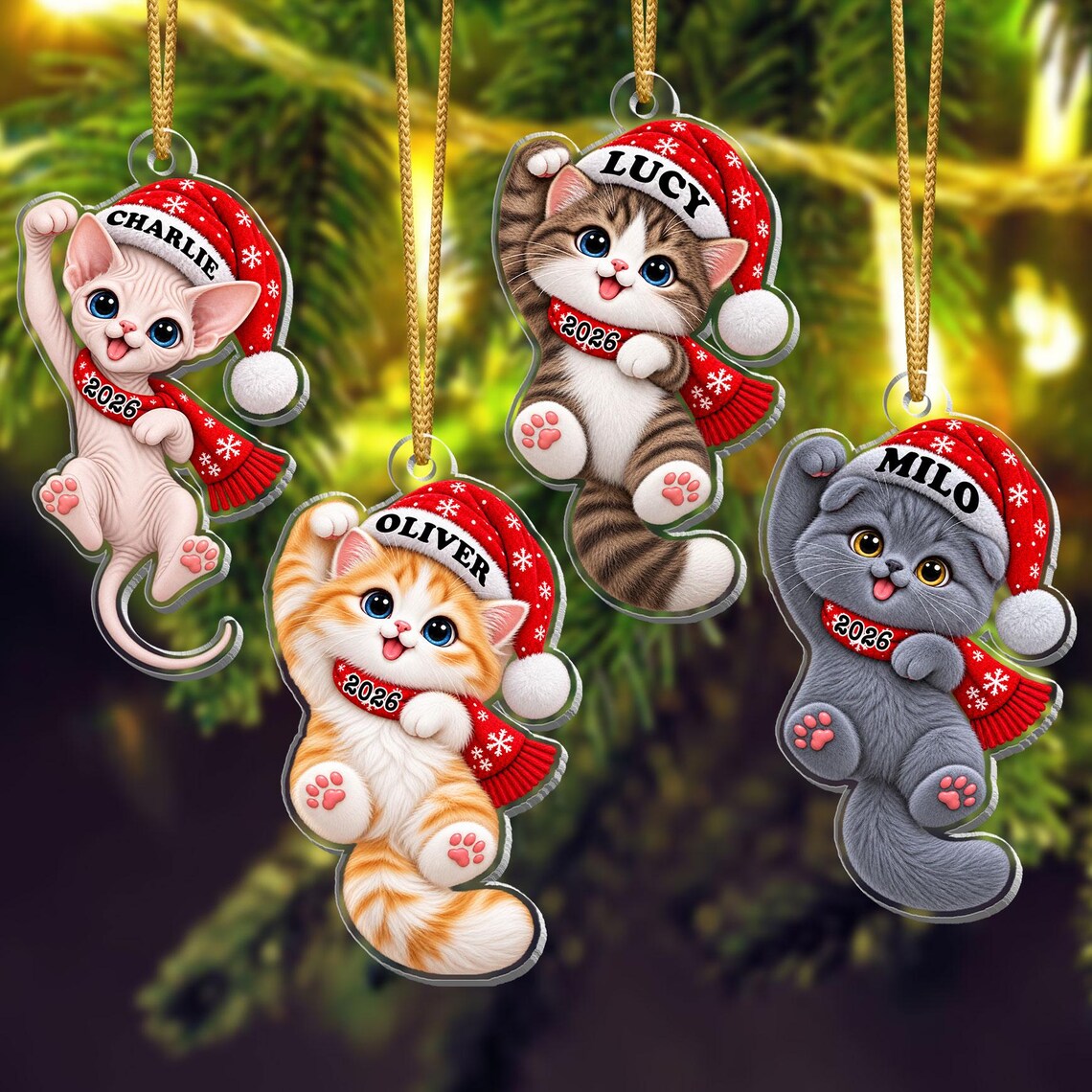 Personalized Acrylic Cat Ornament, Custom Name & Year, Santa Kitten Christmas Gift 26bc87ee-6b36-40c4-8c8b-d862178bf458-1.jpg