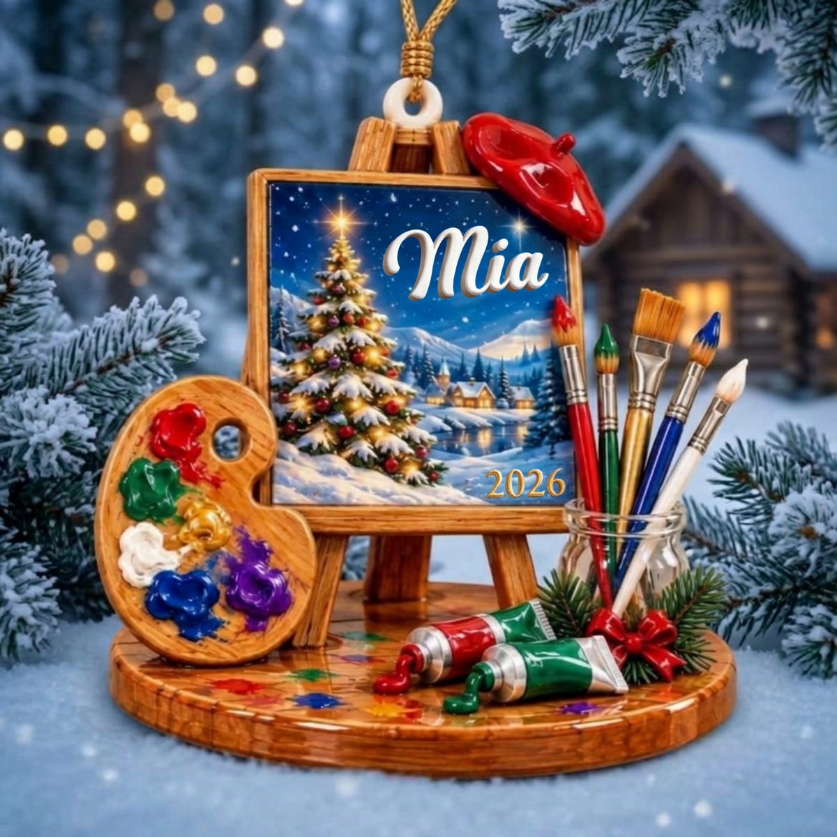 Personalized Artist 3D Relief Acrylic Ornament, Custom Name Painter Christmas Ornament, Art Lover Gift, Paint Palette Easel Holiday Keepsake 26c6b138-9be4-482c-b056-43325139f557-4.png