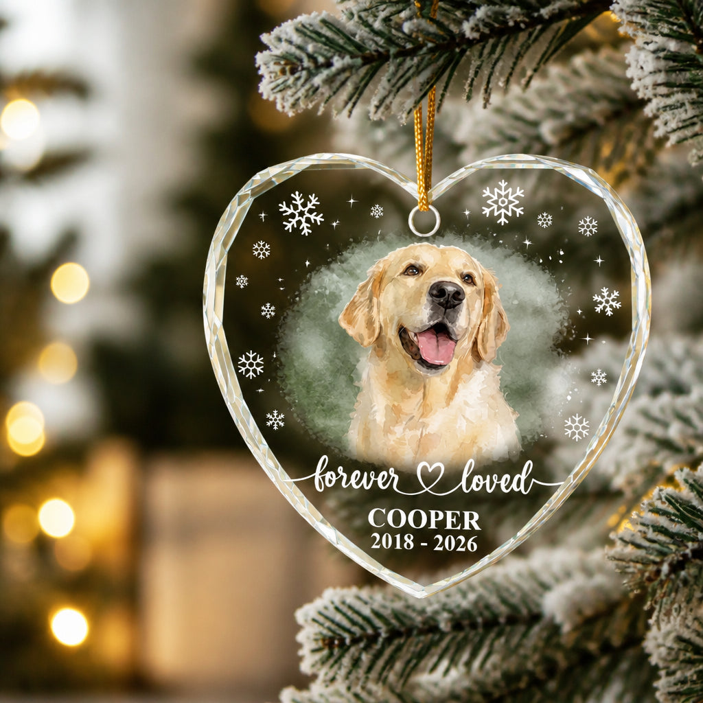 Forever Loved Pet Memorial Crystal Ornament — Photo, Name & Years - Personalized Crystal Ornament 26d7d05d-af75-4f25-b01d-76687fe3e4e8.jpg