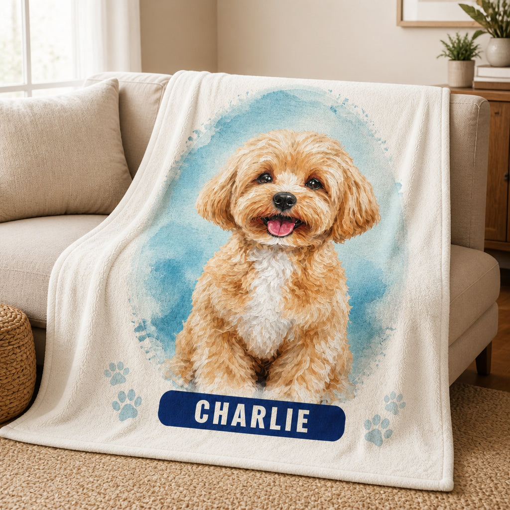 Custom Watercolor Pet Portrait Blanket — Name + Photo - Personalized Blanket 26dfdbb5-f150-44ff-aba2-965b2d3afc44.jpg