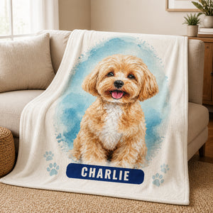 Custom Watercolor Pet Portrait Blanket — Name + Photo - Personalized Blanket 26dfdbb5-f150-44ff-aba2-965b2d3afc44.jpg