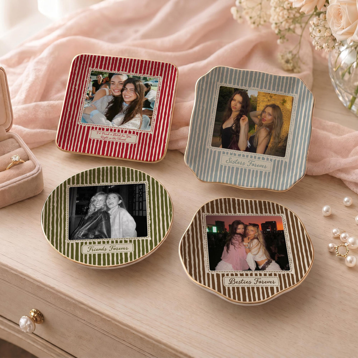 Personalized Bestie Photo Jewelry Dish, Bestie Striped Ring Dish, Birthday Gifts For Bestie Best Friend, Sister Vintage Stripe Jewelry Dish 26edbad1-b671-4f89-b18c-4f7a93b1ff60-5.jpg