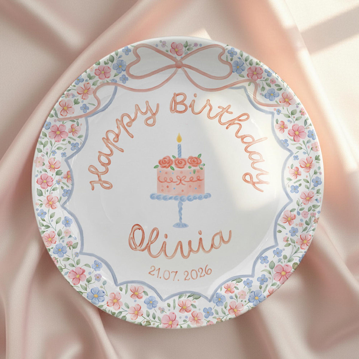 Personalized Birthday Plate for Girl – Custom Pink Cake Plate with Name – Floral Ceramic Keepsake Gift 26edd688-1090-4f1d-8ccd-cb3cf5c0c5d3-2.jpg