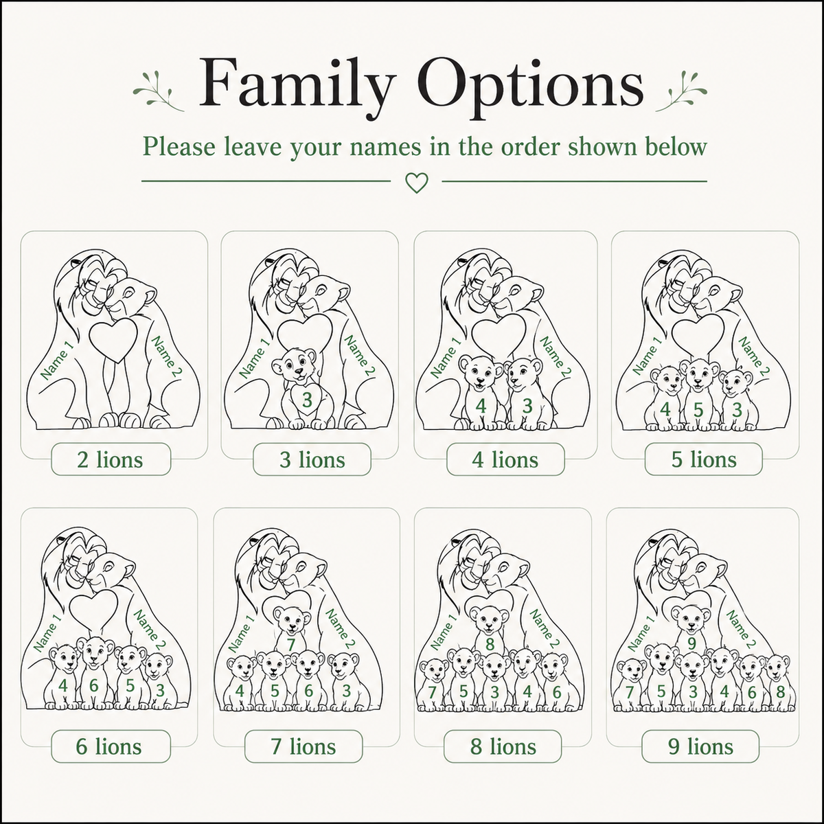 Personalized Wooden Lion Family Puzzle, Custom Anniversary Gift, Up to 9 Lions Family Figurines, Family Home Decor, Gifts for Parents 26f0e45a-6ef2-4ab2-9011-ec973faf9c88-75b527cb-3b39-4529-bbd7-25a5a45732e5.png