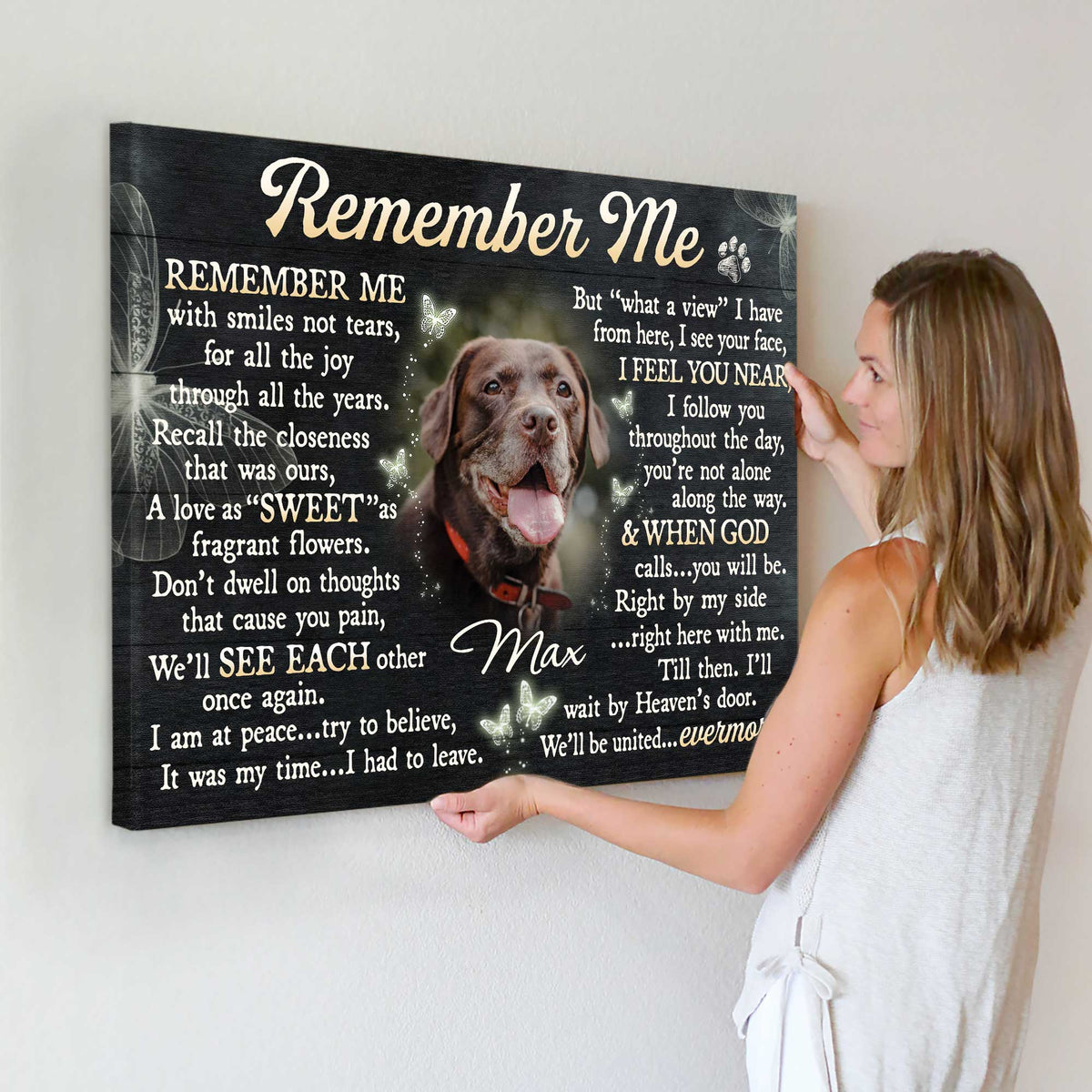 Remember Me Dog Memorial Canvas, Dog Memorial Picture Frame, Dog Loss Sympathy Canvas