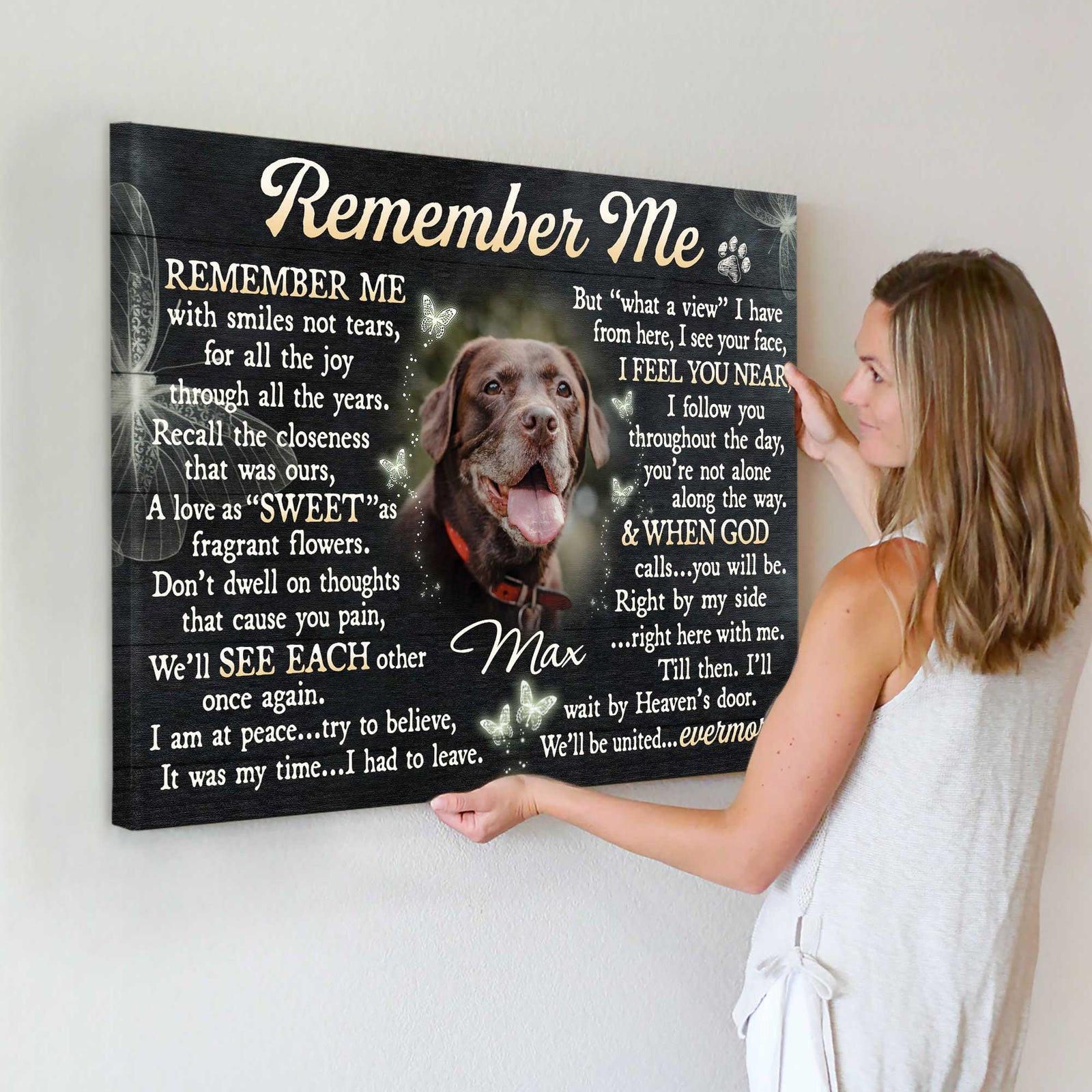 Remember Me Dog Memorial Canvas, Dog Memorial Picture Frame, Dog Loss Sympathy Canvas