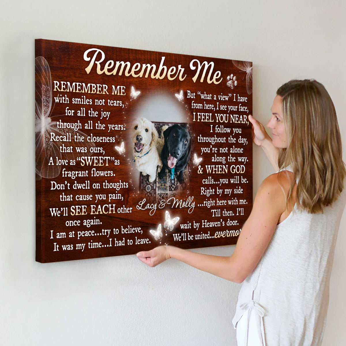 Remember Me Dog Memorial Canvas, Dog Memorial Picture Frame, Dog Loss Sympathy Canvas