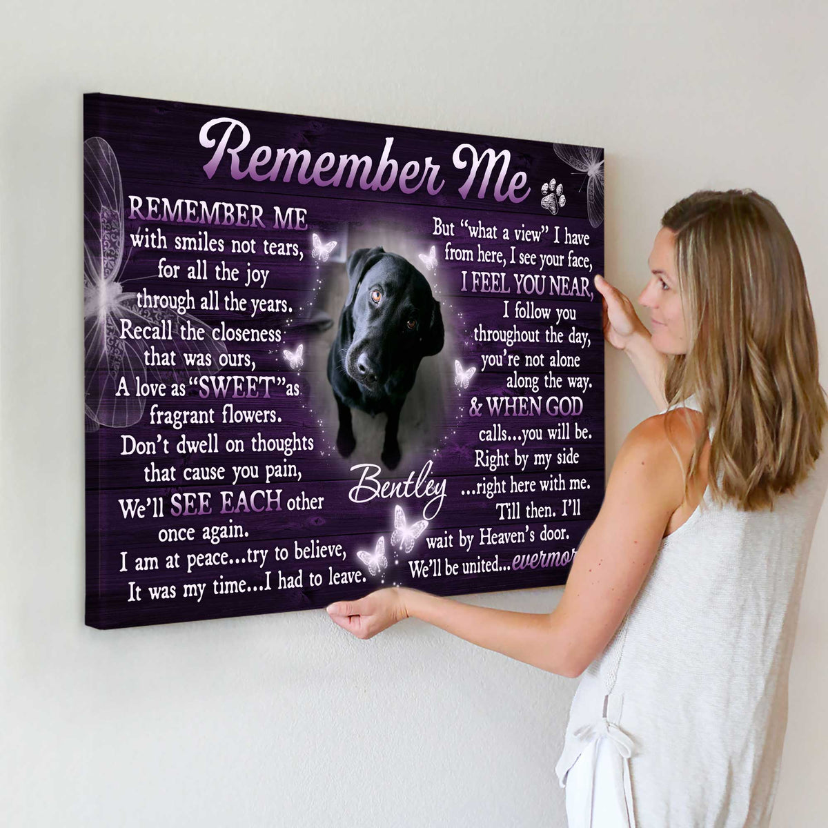 Remember Me Dog Memorial Canvas, Dog Memorial Picture Frame, Dog Loss Sympathy Canvas