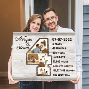 Personalized 4th Anniversary Photo Collage Wall Art, 4th Anniversary Gifts, 4 Year Anniversary Gift For Him For Her