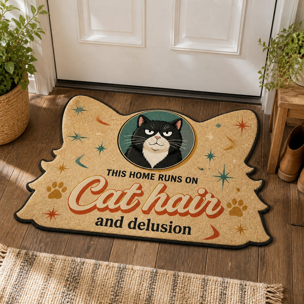 Cat Hair & Delusion – Retro Photo-Pet Doormat - Personalized Custom Shape Doormat (ZB) 2716d09a-4b2e-4df6-8faa-96d7e2c78d81.jpg