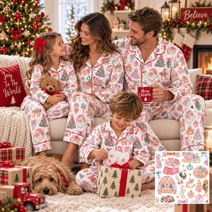 Matching Family Christmas Pajamas, Fancy Pink Grandmillennial Xmas PJs, 276266f0-5f49-441e-b6af-56d038e6bf88-t-i-xu-ng-72-.png