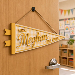 Personalized Teacher Door Sign, Custom Grade Name Wooden Pennant Flag, Gingham Classroom Door Decor, Back To School Teacher Gift 2770ae4e-f739-47d7-bba1-431caf7c5fb4-7.jpg