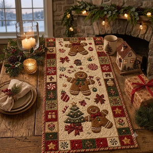 Christmas Gingerbread Table Runner, Candy Cane & Peppermint Quilt Style Decor, Festive Holiday Dining Accent, Winter Kitchen Table Gift Set. 277498b9-d289-4924-8819-d937ea5220a6-1aeb152c-06a0-4ac1-a311-d98a5b0a1a86.jfif